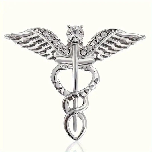 Angel Wings Brooch Pin with Rhinestones