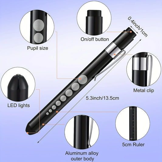 Aluminum LED Penlight with Pupil Gauge & Ruler