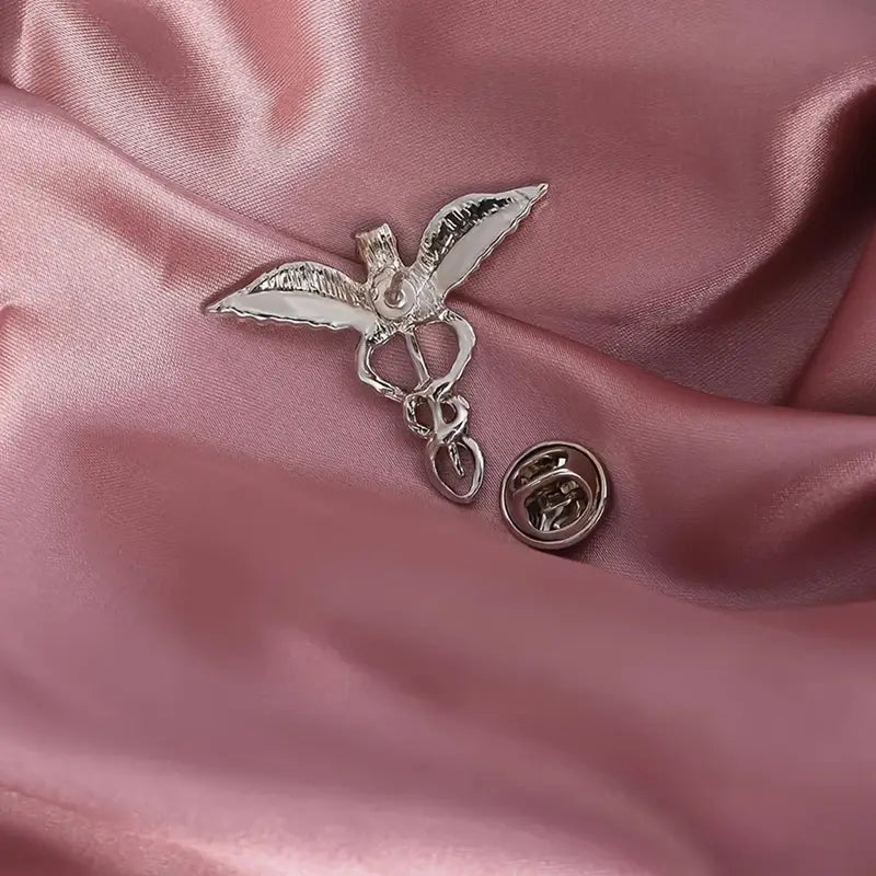 Angel Wings Brooch Pin with Rhinestones