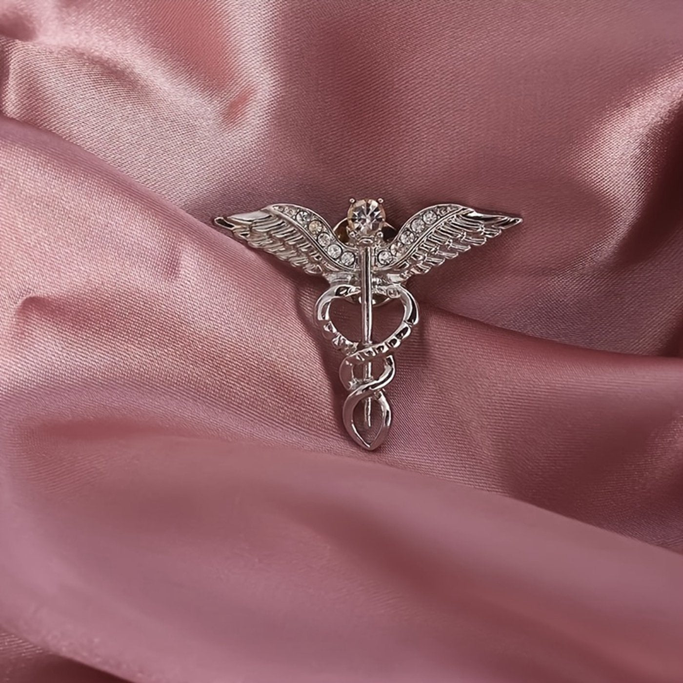 Angel Wings Brooch Pin with Rhinestones