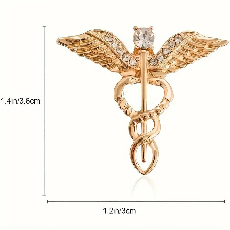 Angel Wings Brooch Pin with Rhinestones