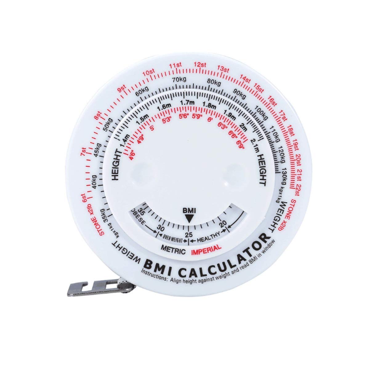 BMI calculator tape measure on a white background