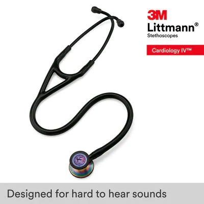 3M™ Littmann® Cardiology IV™ Diagnostic Stethoscope, 6165, Rainbow-Finish Chestpiece, Black Tube, Stem