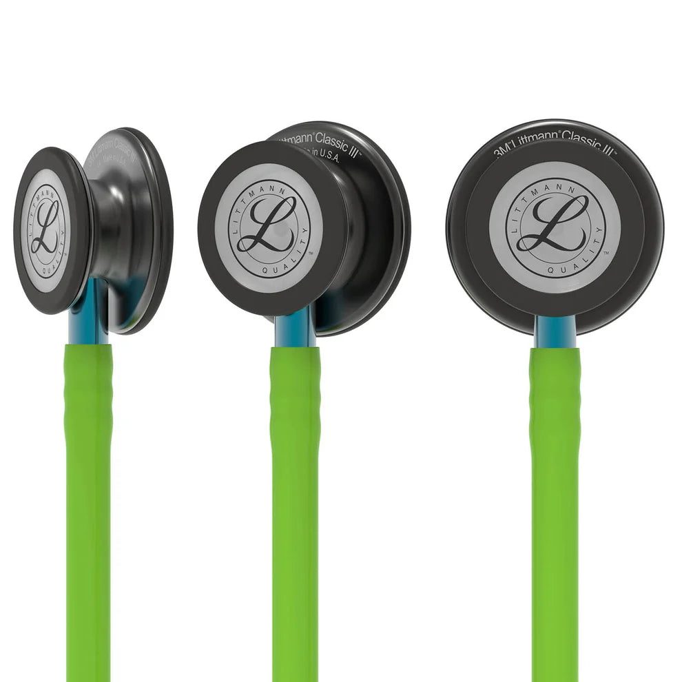 Littmann Classic III  Stethoscope: Smoke & Lime Green - Blue Stem 5875