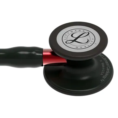 3M™ Littmann® Cardiology IV™ Stethoscope, Black Finish Chestpiece, Black Tube, Red Stem and Black Headset, 6200