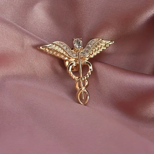 Angel Wings Brooch Pin with Rhinestones