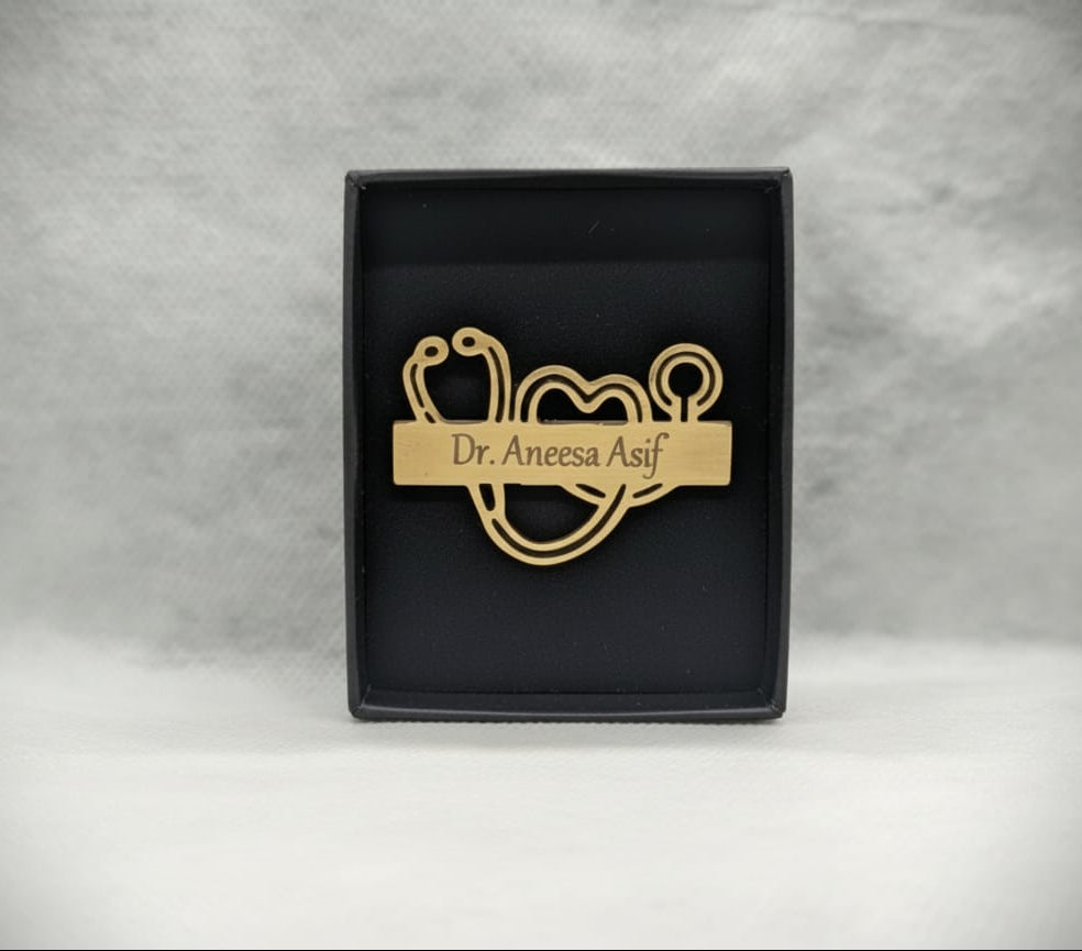 Gold color  nameplate with name engraving 