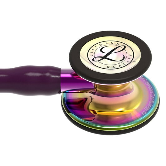3M™ Littmann® Cardiology IV™ Stethoscope, 6239, High Polish Rainbow Chestpiece, Plum Tube, Violet Stem and Black Headset