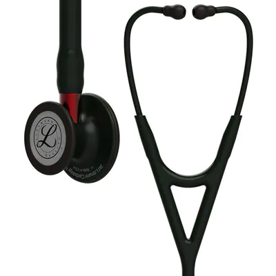 3M™ Littmann® Cardiology IV™ Stethoscope, Black Finish Chestpiece, Black Tube, Red Stem and Black Headset, 6200
